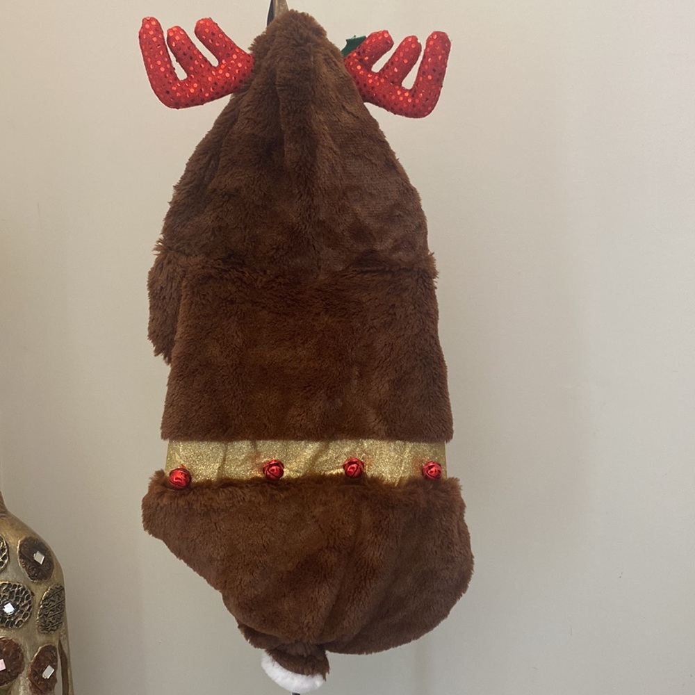 NWT PetSmart Pet Holiday Reindeer Dog Costume Large 2pc Set Jacket Antler Hood